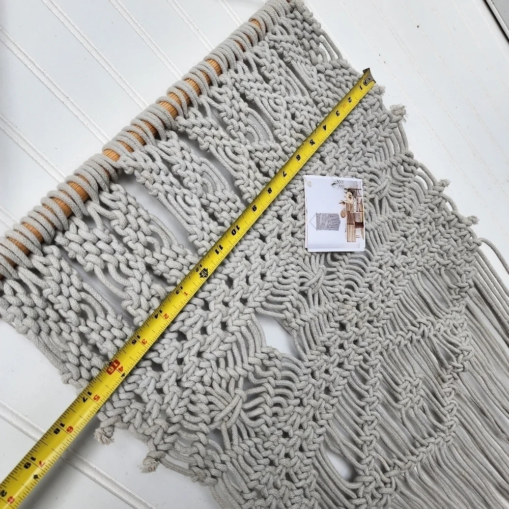 NWT Macrame Wall Hanging Boho Decor Wood Dowel Rod Knots 70's Hippie 17